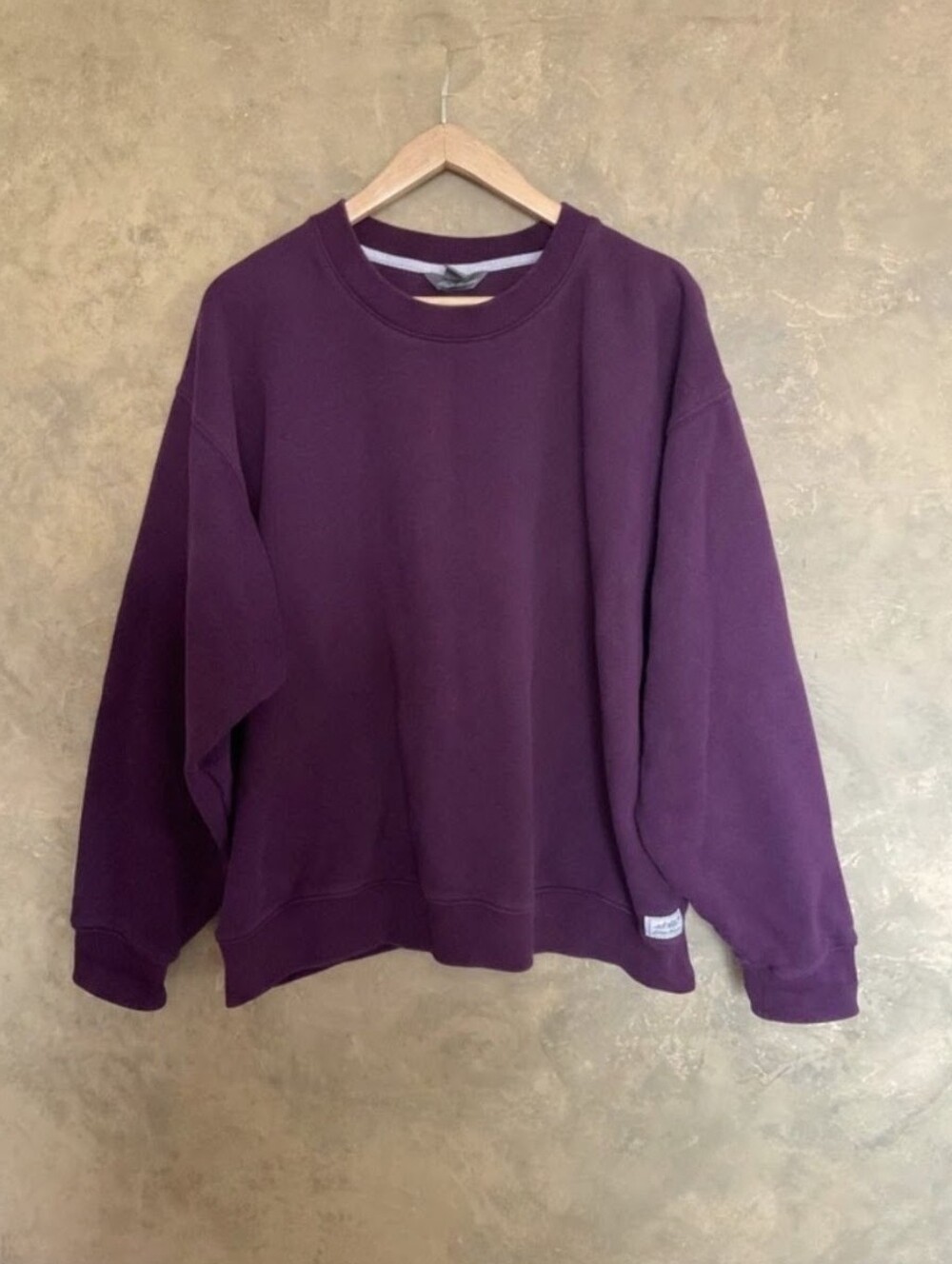 Eddie Bauer Signature Fleece Crew Sweatshirt Deep Plum Cotton Blend XL